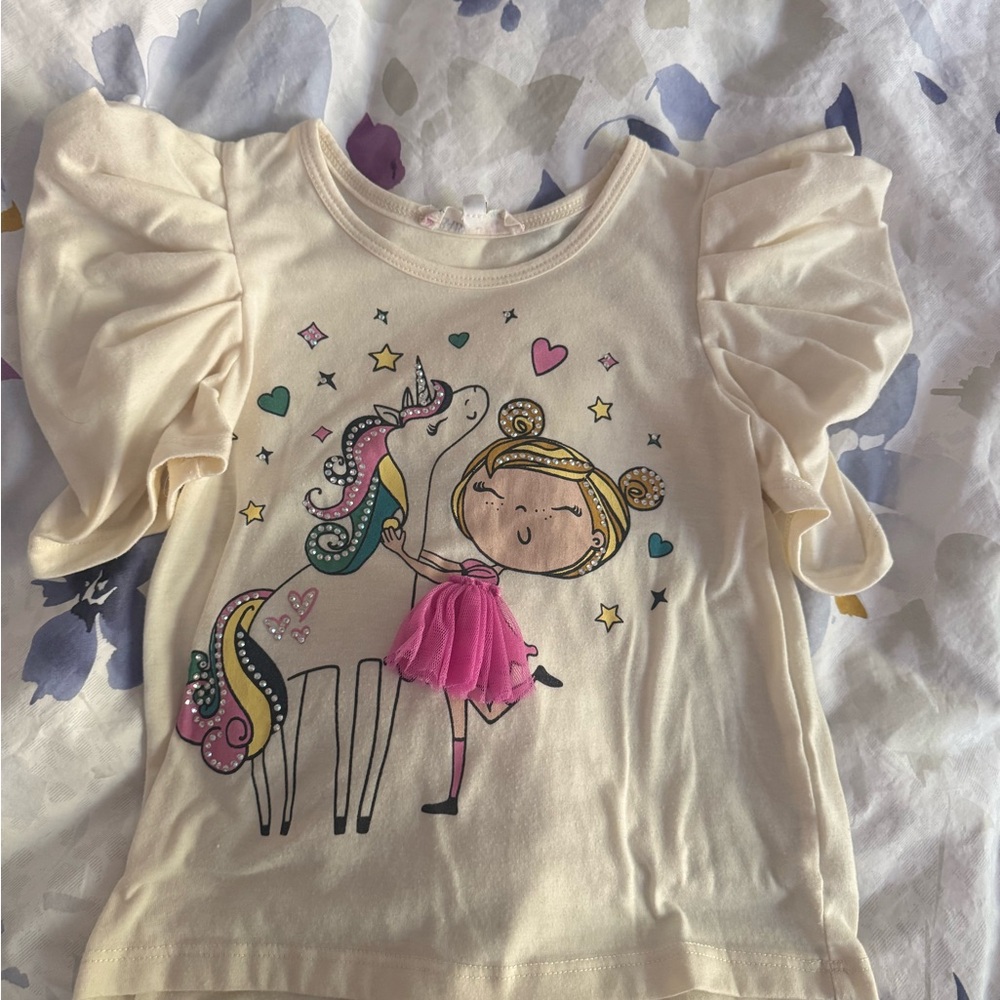 Perfect Condition, beautiful Baby Sara Girls Sparkly Unicorn Tee/leggings Size 5